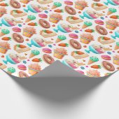Donuts en ijskap cadeaupapier (Hoek)
