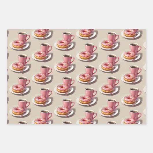 donuts en koffieverjaardag inpakpapier vel (Voorkant 2)