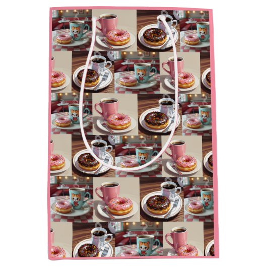  donuts en koffieverjaardag medium cadeauzakje (Voorkant)