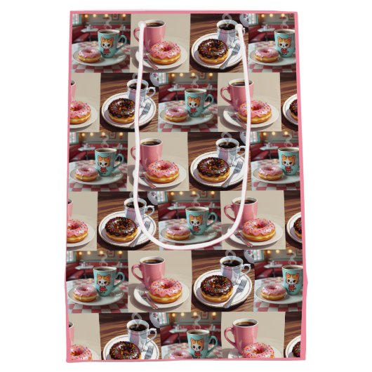 donuts en koffieverjaardag medium cadeauzakje (Achterkant)