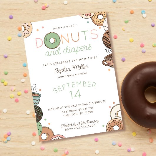 Donuts en Luier Baby Sprinkle Feest Kaart