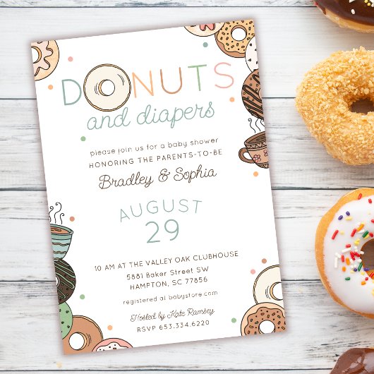Donuts en Luier Brunch Baby Shower Kaart