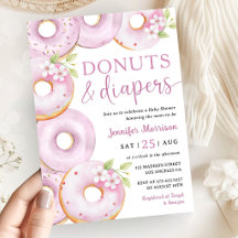 Donuts en Luier Meisje Roze Baby Shower