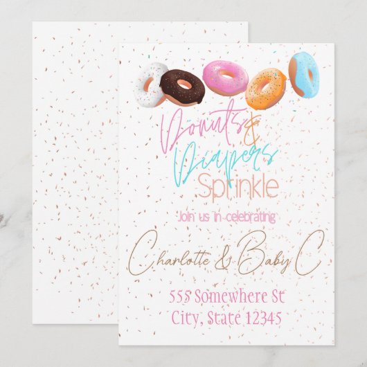 Donuts en Luier Spikkel Kaart (Voorkant / Achterkant)