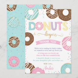 Donuts en luiers, Baby shower van zoete noten Bedankkaart