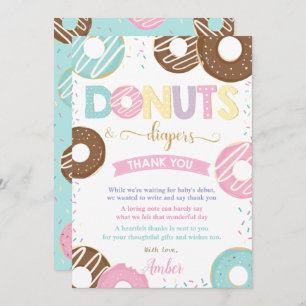 Donuts en luiers, Baby shower van zoete noten Bedankkaart