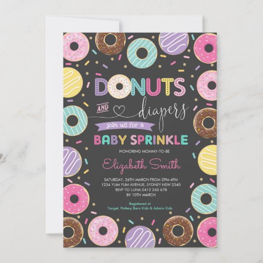 Donuts en luiers | Baby Sprinkle — zoete Doughnote Kaart (Voorkant)