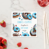 Donuts en luiers blauw baby shower bedrukt servet (Insitu)