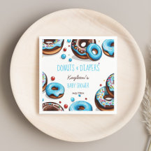 Donuts en luiers blauw baby shower bedrukt