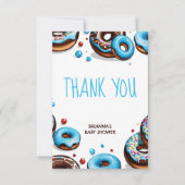 Donuts en luiers blauw bruin baby shower bedankkaart (Voorkant)