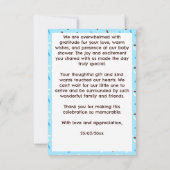 Donuts en luiers blauw bruin baby shower bedankkaart (Achterkant)