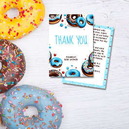 Donuts en luiers blauw bruin baby shower bedankkaart