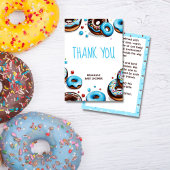 Donuts en luiers blauw bruin baby shower bedankkaart