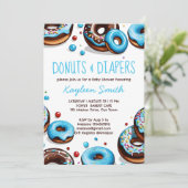 Donuts en luiers blauw bruin baby shower kaart (Staand voorkant)