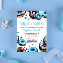 Donuts en luiers blauwe bruine baby shower