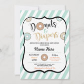 Donuts en luiers Mint Baby shower Uitnodigen Kaart (Voorkant)
