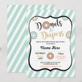 Donuts en luiers Mint Baby shower Uitnodigen Kaart (Voorkant / Achterkant)