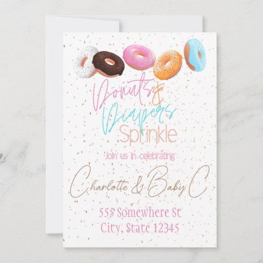 Donuts en Luiers Sprinkle Kaart (Voorkant)