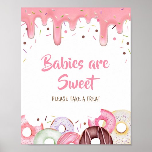 Donuts en Luiers Strooi Baby's zijn Zoet Poster (Voorkant)