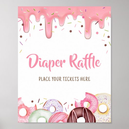 Donuts en Luiers Strooi Luier Raffle Poster (Voorkant)