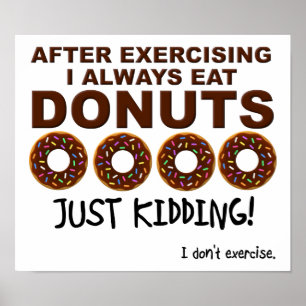 Donuts en Oefening Grappige Poster