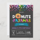 Donuts en pyjama verjaardagsuitnodiging kaart (Voorkant)