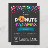 Donuts en pyjama verjaardagsuitnodiging kaart (Voorkant / Achterkant)