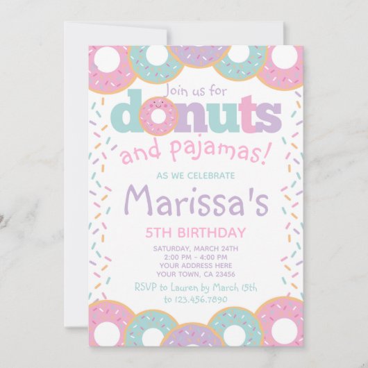 Donuts en pyjama's kaart (Voorkant)