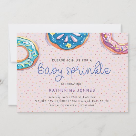 Donuts en Sprinkles Roze Baby shower Invitation (Voorkant)