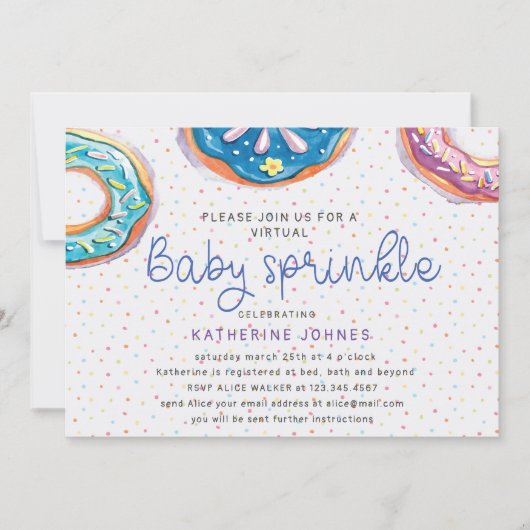 Donuts en Sprinkles Virtual Baby shower Uitnodigen (Voorkant)