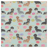 Donuts Fabric voor dachshunds - schattige doxiedoe Stof (Close Up)