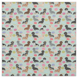 Donuts Fabric voor dachshunds - schattige doxiedoe Stof