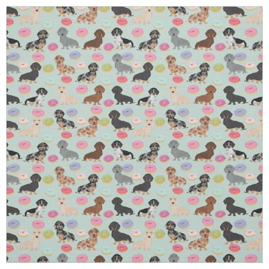 Donuts Fabric voor dachshunds - schattige doxiedoe Stof (Swatch)