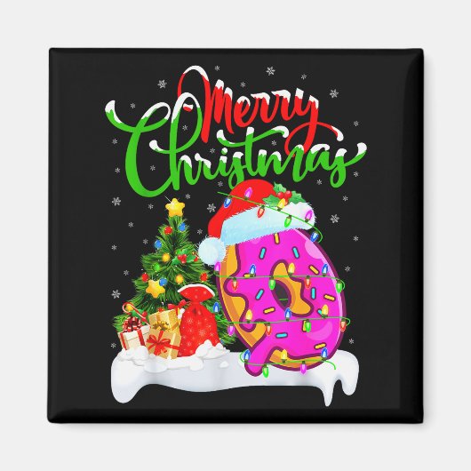 Donuts Food Lover Xmas Decorations Santa Donuts Ch Magneet (Voorkant)
