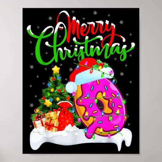 Donuts Food Lover Xmas Decorations Santa Donuts Ch Poster (Voorkant)