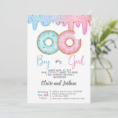 Donuts geslacht onthulling uitnodiging, hij of zij kaart (Staand voorkant)