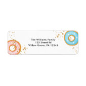 Donuts Gold Sprinkles Roze adreslabel Etiket (Voorkant)