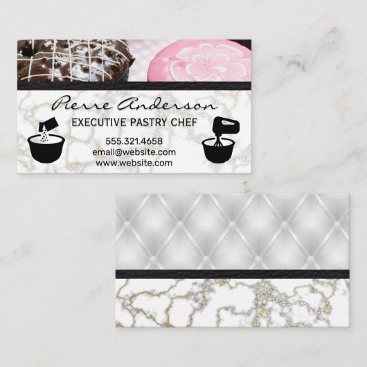 Donuts | Goudmarmer | Het mengen Ingrediënt en Bow Klantenkaartje (Voorkant / Achterkant)