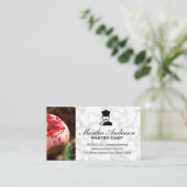 Donuts | Goudwitte marmer | Zwarte marmer Visitekaartje (Staand voorkant)