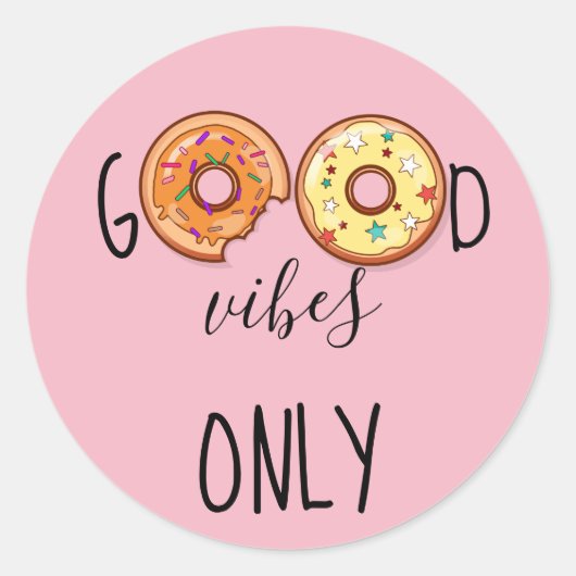 Donuts// Grappig "Alleen goede vibes" Ronde Sticker (Voorkant)