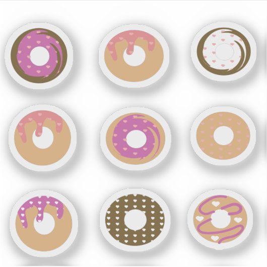 Donuts Hearts set Sticker (Voorkant)