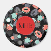 Donuts, ijsroom, cupcakes, dessert, monogram magneet (Voorkant)