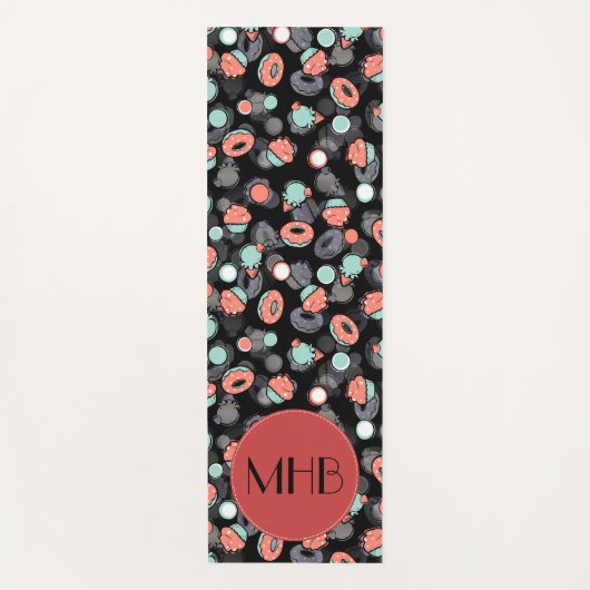 Donuts, ijsroom, cupcakes, dessert, monogram yogamat (Voorkant)