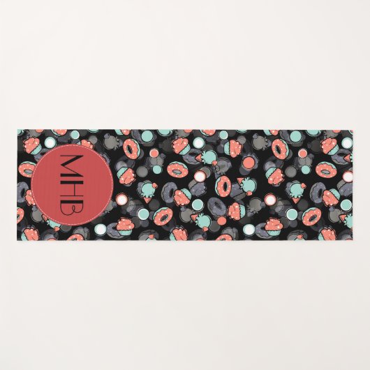 Donuts, ijsroom, cupcakes, dessert, monogram yogamat (Voorkant (horizontaal))