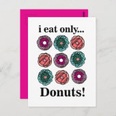 Donuts Ik eet alleen donuts Briefkaart (Voorkant / Achterkant)