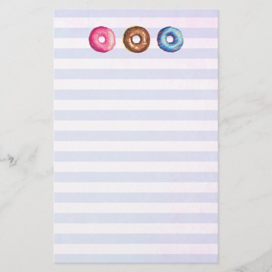 Donuts in roze chocolade en blauw briefpapier (Voorkant)