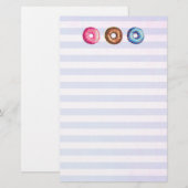 Donuts in roze chocolade en blauw briefpapier (Voorkant / Achterkant)