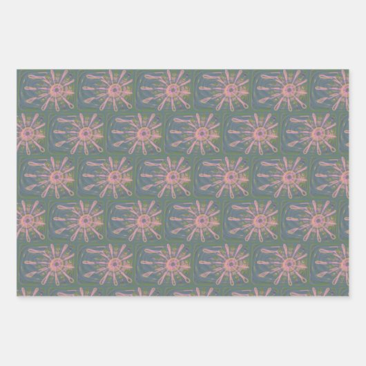 DONUTS KANEEL WERVELINGEN en SKETCHY BLOEMEN Inpakpapier Vel (Voorkant 2)