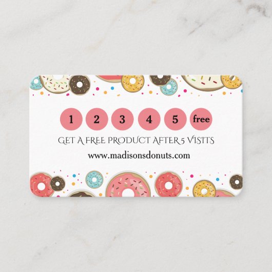 donuts kleurrijk patroon klantenkaartje (Voorkant)