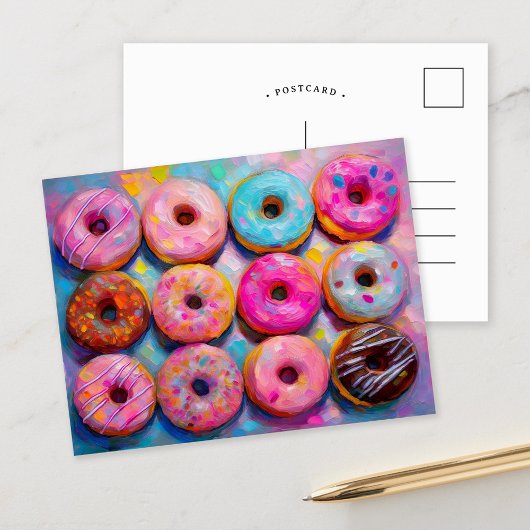 Donuts Kleurrijke Moderne Abstracte Kunst Briefkaart